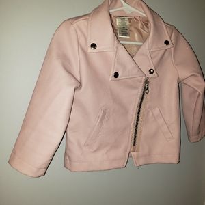 Pink Faux Leather Girls Jacket 2T